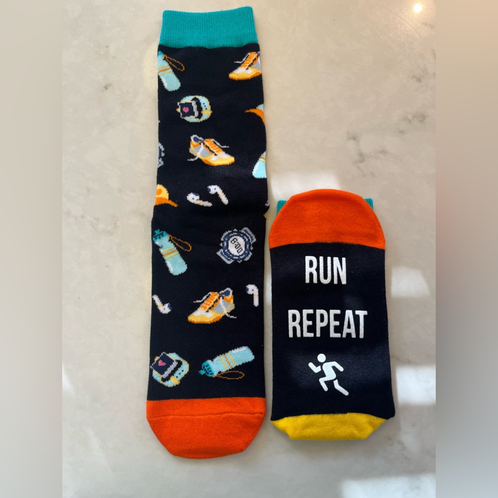 3/$10 NWOT Eat Sleep Run Repeat Novelty Running Socks
